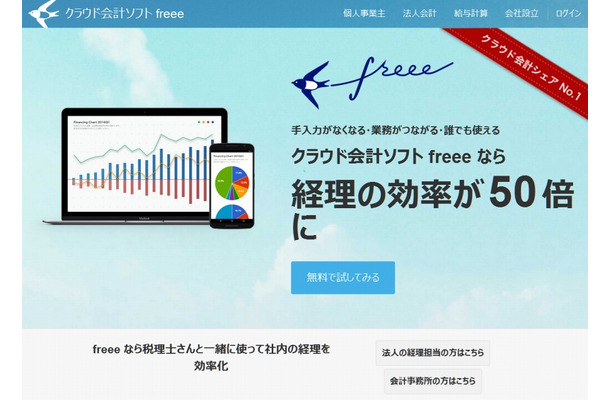 「freee」サイト