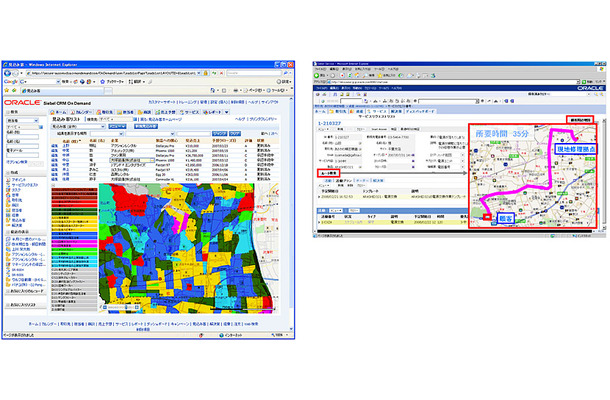 【左】営業活動での利用イメージ　【右】フィールドサービス業務での利用イメージ