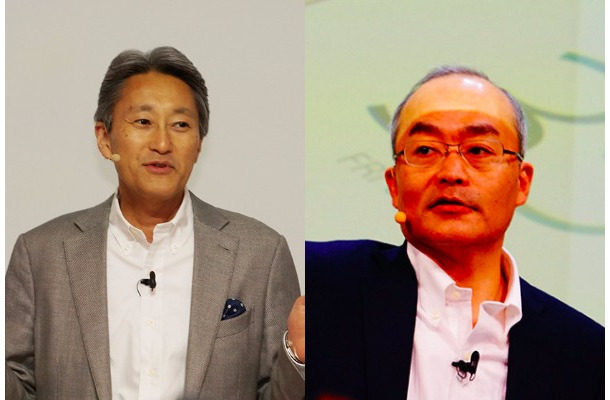ソニーの平井社長（左）、ソニーモバイルコミュニケーションズの十時社長（右）
