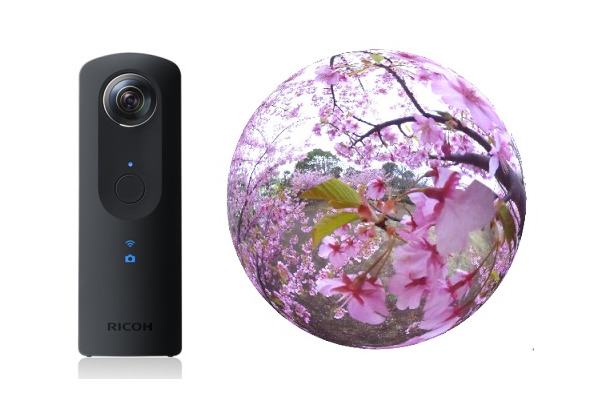 「RICOH THETA S」（左）、撮影イメージ（右）