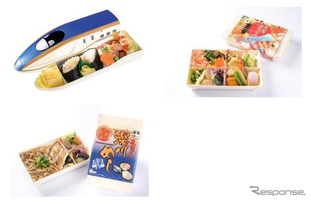 台北駅で販売される日本の駅弁のイメージ。「E7系新幹線弁当」などが販売される。