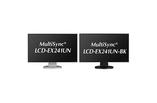 4辺のベゼル幅が0.8mmの「MultiSync LCD-EX241UN」（23.8型）。マルチ接続を前提とした用途にも対応するため、スタンド無しモデルも用意されている（画像はプレスリリースより）