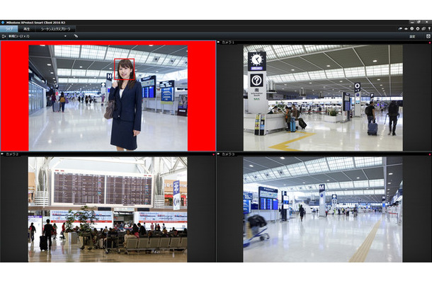 VMS/顔認証ソフトウエア連携画面イメージ。ネットワークカメラで録画した映像から人物を機械的かつ高速・高精度に認証・検知することが可能（画像はプレスリリースより）