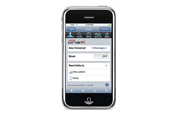 「Avaya one-X Mobile for iPhone」スクリーンショット