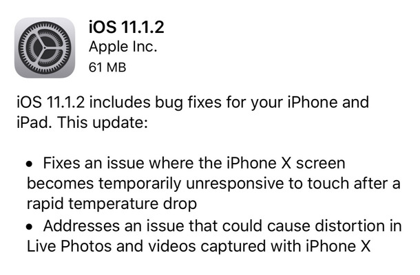 iPhone Xが低温下でも使えるように！「iOS 11.1.2 」の配信がスタート