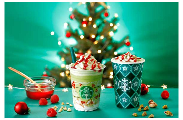 スタバ、クリスマスツリーモチーフのピスタチオを使ったフラペチーノを明日発売