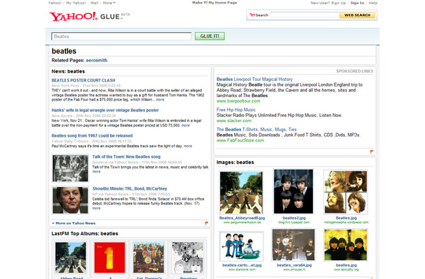 Yahoo! Glueの検索結果画面