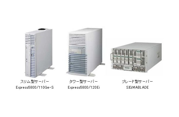 対応するサーバ（スリム型サーバExpress5800/110Ge-S、タワー型サーバExpress5800/120Ei、ブレード型サーバ
SIGMABLADE）
