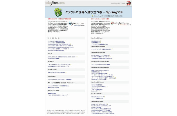 「Salesforce CRM Spring '09」の新機能一覧