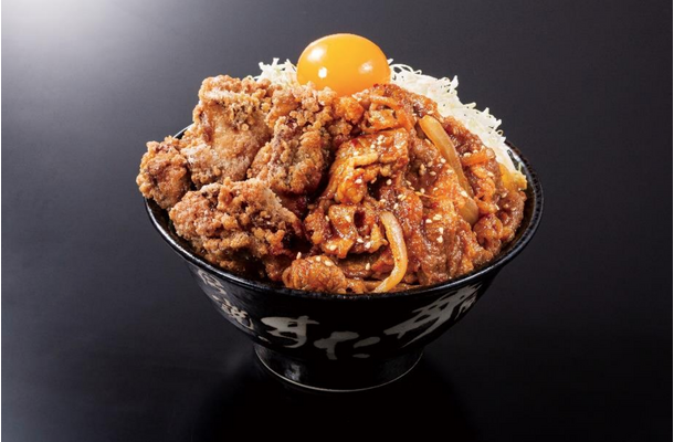 豪快 すたみな唐揚げ牛焼肉合盛り丼