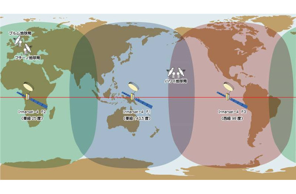 衛星電話サービス「BGAN」提供エリア