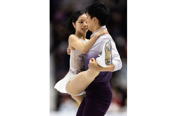 三浦璃来・木原龍一(Photo by Dustin Satloff - International Skating Union/International Skating Union via Getty Images)