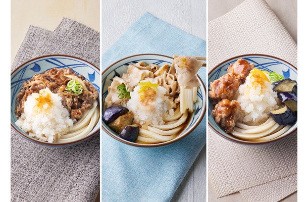 鬼おろし肉ぶっかけうどん（並790円、大930円、得1,070円）／鬼おろし豚しゃぶぶっかけうどん（並740円、大880円、得1,020円）／鬼おろし鶏からぶっかけうどん（並790円、大930円、得1,070円）