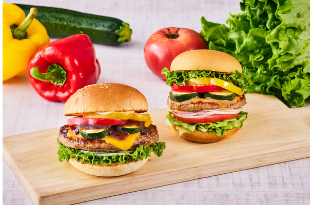 「夏野菜グリルのクラシックチーズバーガー」「夏野菜マリネのガーデンサラダバーガー」