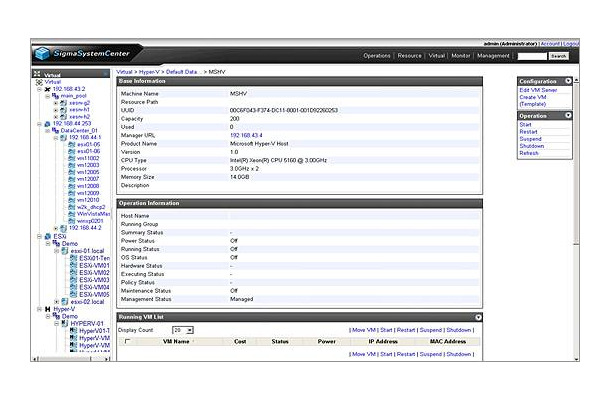 「WebSAM SigmaSystemCenter」画面イメージ