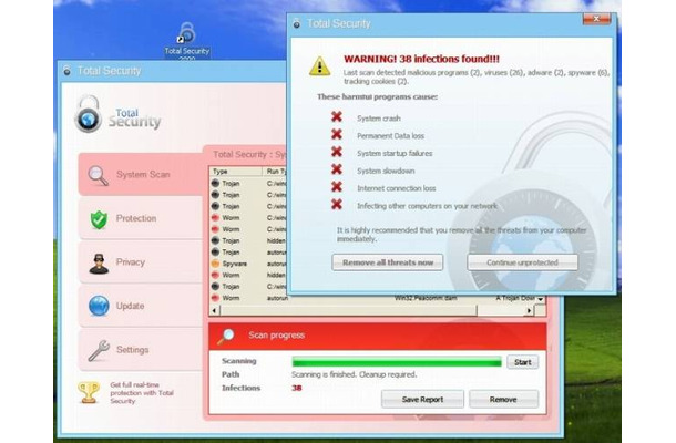 ウイルス対策ソフト「Total Security」の偽物
