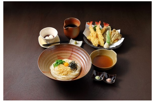 海老の天ぷら盛り合わせぶっかけうどん