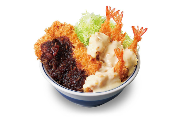 海老マヨとチキンカツの合い盛り丼