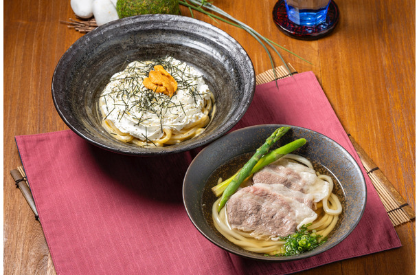 「白いうにクリームうどん」「和牛のうどん」