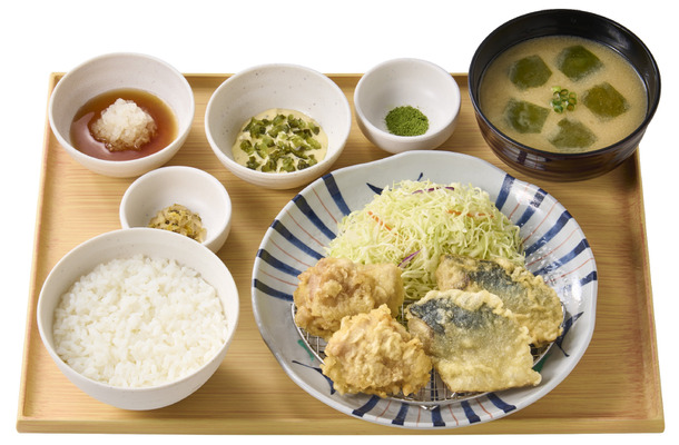 鶏とサバの天ぷら定食（とり天2個・サバ天2個）