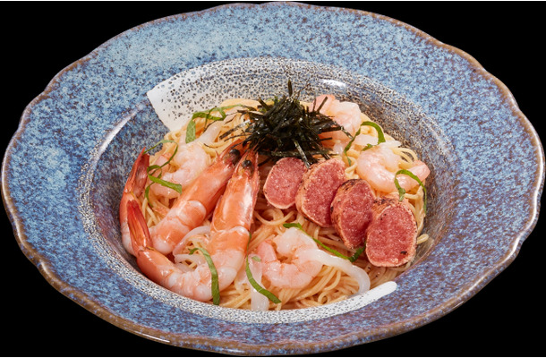 “冷製カッペリーニ” 炙り明太子と有頭エビのクリームソース
