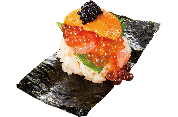 中とろ・塩雲丹・いくら・キャビアの超ご褒美包み