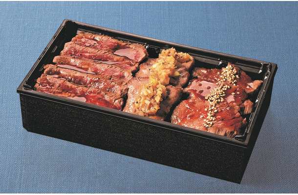 ［初出店］［実演］【宮崎和牛肉重 ぶんすと】牛肉3種よくばり弁当 赤身ステーキ×牛タン×和牛カルビ　2,916円（1折）〈各日販売予定50点〉