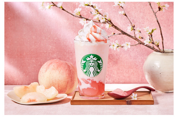 白桃と桜わらびもち フラペチーノ