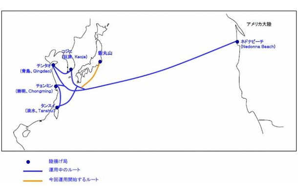 Trans Pacific Express ケーブルルート概要図