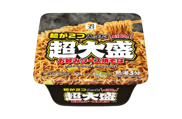 セブンプレミアム 麺が2つ入った超大盛お好みソース焼そば（税込267.84円）