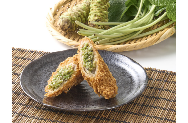 安曇野産茎わさびの巻きかつ　400円（税込）