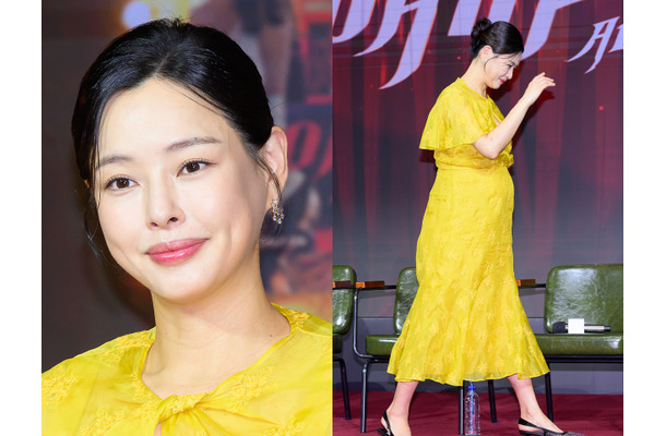 出産予定日は来週だが…ミス・コリア出身女優イ・ハニ、出演作の制作発表会に登場