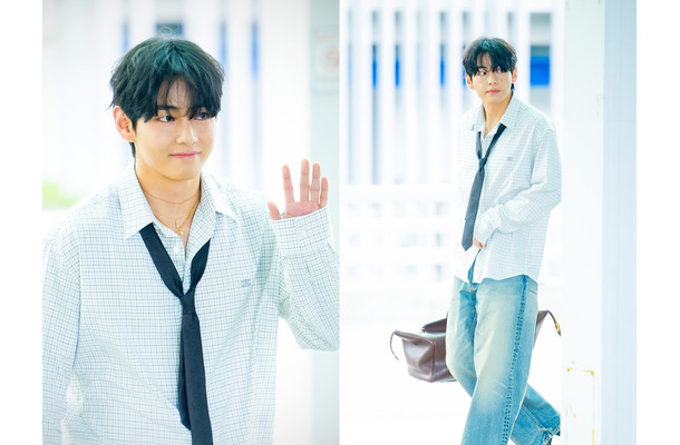 BTS・Vの「ダンディな空港ファッション」が話題、パリへ出国【PHOTO】