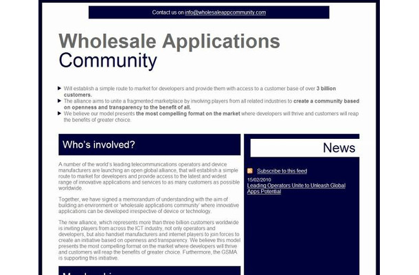 Wholesale Applications Communityサイト（画像）