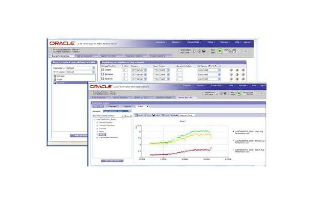 Oracle Load Testing：負荷およびパフォーマンスのテスト画面