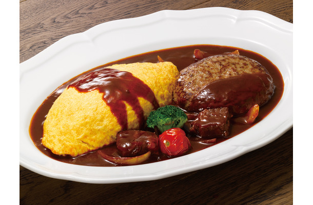 ロイヤルオムライス（ビーフシチュー）with黒×黒ハンバーグ（税込3,168円）