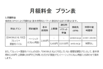 「昼はモバイル、夜は家でPC」のユーザーに向けた定額プラン……イー・モバイル 画像