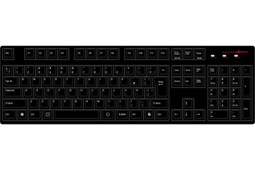 見た目は英語キーボード、ゲームPC向け軽いタッチの「赤軸キー」搭載モデル 画像