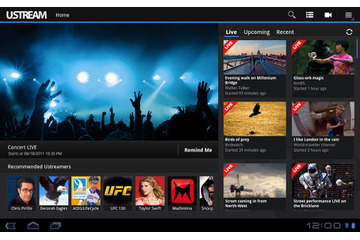 Android 3.0搭載タブレットでUstreamの視聴が可能に 画像
