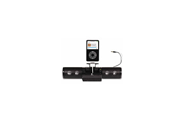 ロジクール、iPod/MP3プレーヤー対応の円筒形ポータブルスピーカー「mm32」にブラックモデル 画像