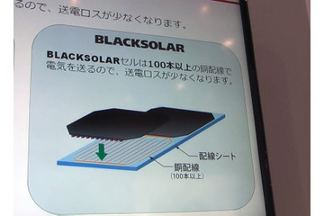 【CEATEC 2011(Vol.34)】注目の太陽光発電、シャープが高効率の「BLACKSOLAR」展示 画像