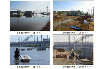 タイ洪水、国交省ポンプ車の排水作業で1.5m水位低下 画像