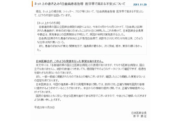 日本医師会、「白血病患者急増」のネットの噂を全面否定 画像
