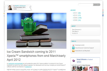 ソニー・エリクソン、XperiaのAndroid 4.0へのアップデートスケジュールを発表 画像