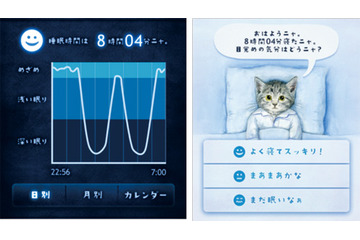 「ドリエル」のエスエス製薬、睡眠改善iPhoneアプリ「ぐっすり～ニャ」公開 画像