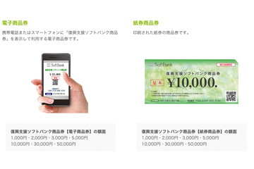 ソフトバンクグループ、「復興支援ソフトバンク商品券」を23日より発行  画像