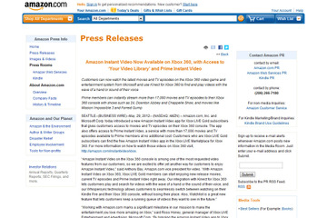 アマゾン、プライムインスタントビデオをXbox 360向けに配信スタート 画像