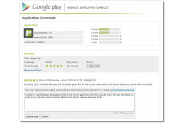 Google Play、ユーザーレビューにアプリ開発者がコメントできる機能追加 画像