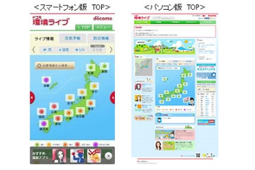 ドコモ、センサーネット活用の「ドコモ環境ライブ」サイト公開……UVケアや熱中症対策アプリ公開も 画像