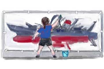 【夏休み】全長5mのヤマト、加藤直之がライブペインティング 画像